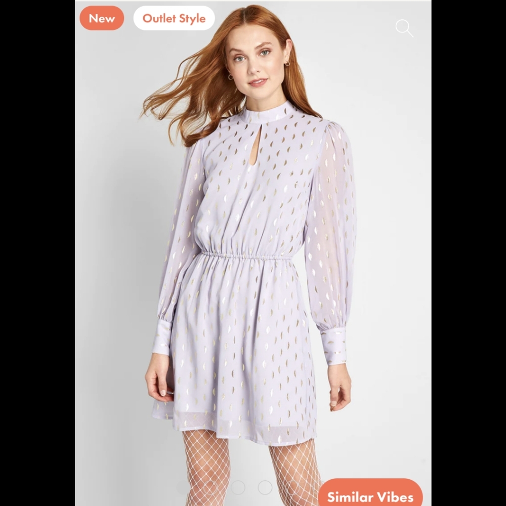 Modcloth light purple and champagne gold mock-neck dress (S) **$5 IF BUNDLED**